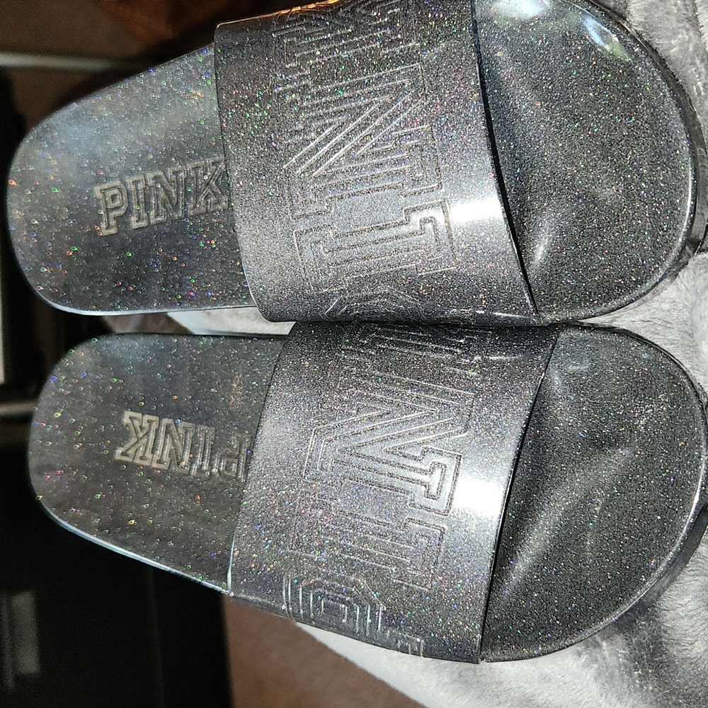 PINK Victoria’s Secret Logo Glitter Slides